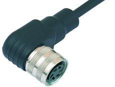 Overmolded cables with female angled connectors