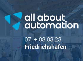 Bild zeigt Logo der Messe all about automation am 7.und 8.März 2023 in Friedrichshafen
