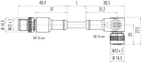 binder M12 / M12 LEITUNG PUR 3x0,34 KST/WKD + LED 1m